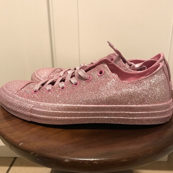 NEW CONVERSE ALL STAR GLITTER PINK LOW TOP SNEAKER - Picture 4 of 8